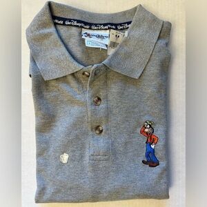 Vintage Walt Disney World Goofy collared grey polo mens shirt NWT Sz-S.  F14